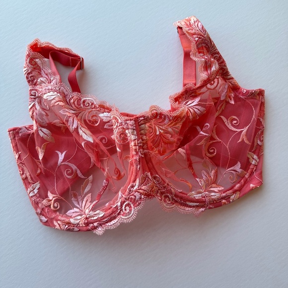 BUNDLE - Soma Sensuous Lace Unlined Underwire Bras Cream Coral Mocha 34G - Picture 2 of 11